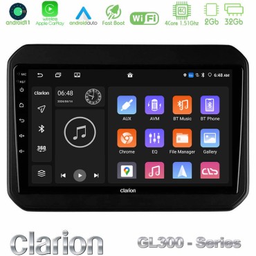 Clarion GL300 Series 4Core Android11 2+32GB Suzuki Ignis Navigation Multimedia Tablet 9" Με Carplay &amp; Android Auto