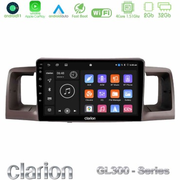 Clarion GL300 Series 4Core Android11 2+32GB Toyota Corolla 2002-2006 Navigation Multimedia Tablet 9" Με Carplay &amp; Android Auto