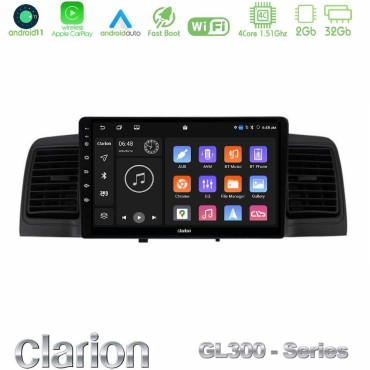 Clarion GL300 Series 4Core Android11 2+32GB Toyota Corolla 2002-2006 Navigation Multimedia Tablet 9" Με Carplay &amp; Android Auto