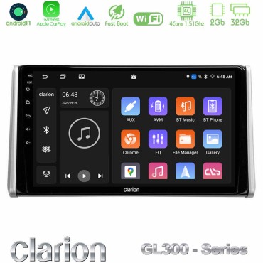 Clarion GL300 Series 4Core Android11 2+32GB Toyota RAV4 2019-2023 Navigation Multimedia Tablet 10" Με Carplay & Android Auto Clarion GL300 Series 4Core Android11 2+32GB Toyota RAV4 2019-2023 Navigation Multimedia Tablet 10" Με Carplay & Android Auto