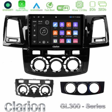 Clarion GL300 Series 4Core Android11 2+32GB Toyota Hilux 2007-2011 Navigation Multimedia Tablet 9" Με Carplay &amp; Android Auto