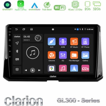 Clarion GL300 Series 4Core Android11 2+32GB Toyota Corolla 2019-2022 Navigation Multimedia Tablet 10" Με Carplay &amp; Android Auto