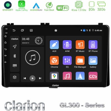Clarion GL300 Series 4Core Android11 2+32GB Toyota Corolla/Auris 2017-2019  Navigation Multimedia Tablet 9" Με Carplay &amp; Android Auto