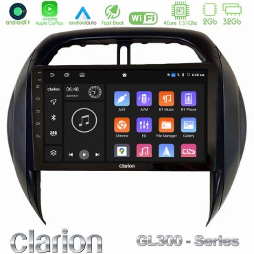Clarion GL300 Series 4Core Android11 2+32GB Toyota RAV4 2001-2005 (Auto A/C) Navigation Multimedia Tablet 9" Με Carplay &amp; Android Auto