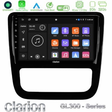 Clarion GL300 Series 4Core Android11 2+32GB VW Scirocco 2008-2014 Navigation Multimedia Tablet 9" (μαύρο γυαλιστερό) Με Carplay &amp; Android Auto