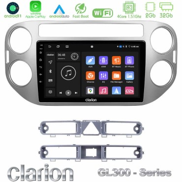 Clarion GL300 Series 4Core Android11 2+32GB VW Tiguan Navigation Multimedia Tablet 9" Με Carplay &amp; Android Auto
