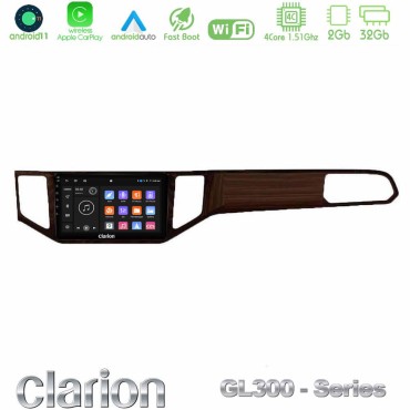 Clarion GL300 Series 4Core Android11 2+32GB VW Sportsvan 2014-2020 Navigation Multimedia Tablet 9" (Ξύλινη απόχρωση) Με Carplay &amp; Android Auto