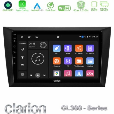 Clarion GL300 Series 4Core Android11 2+32GB Vw Golf 6 Navigation Multimedia Tablet 9" Με Carplay &amp; Android Auto