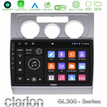 Clarion GL300 Series 4Core Android11 2+32GB VW Touran 2003-2011 Navigation Multimedia Tablet 10" Με Carplay &amp; Android Auto