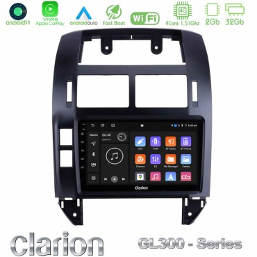 Clarion GL300 Series 4Core Android11 2+32GB VW Polo 2002-2009 Navigation Multimedia Tablet 9" Με Carplay &amp; Android Auto