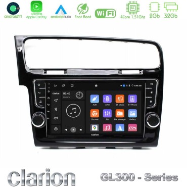 Clarion GL300 Series 4Core Android11 2+32GB VW GOLF 7 Navigation Multimedia Tablet 9" Με Carplay &amp; Android Auto (OEM Look)