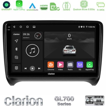 Clarion GL700 Series 8Core Android13 4+64GB Audi TT B7 Navigation Multimedia Tablet 9" Με Carplay &amp; Android Auto