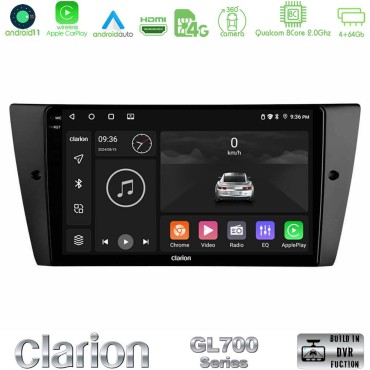 Clarion GL700 Series 8Core Android13 4+64GB BMW 3 Series 2006-2011 Navigation Multimedia Tablet 9" Με Carplay &amp; Android Auto