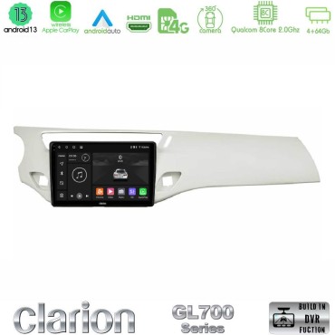 Clarion GL700 Series 8Core Android13 4+64GB Citroen C3 2009-2016 Navigation Multimedia Tablet 9" Με Carplay &amp; Android Auto