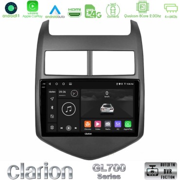 Clarion GL700 Series 8Core Android13 4+64GB Chevrolet Aveo 2011-2017 Navigation Multimedia Tablet 9" Με Carplay &amp; Android Auto