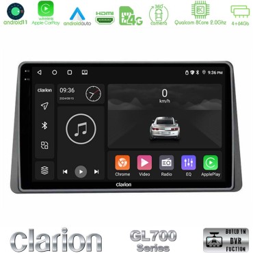 Clarion GL700 Series Dacia Duster 2022-2024 8Core Android13 4+64GB Navigation Multimedia Tablet 9" Με Carplay &amp; Android Auto Με Carplay &amp; Android Auto