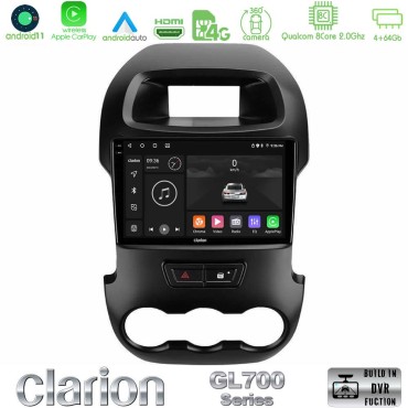 Clarion GL700 Series 8Core Android13 4+64GB Ford Ranger 2012-2016 Navigation Multimedia Tablet 9" Με Carplay &amp; Android Auto