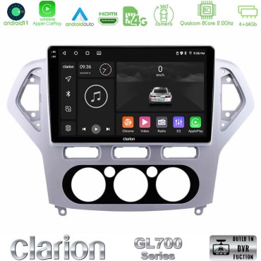 Clarion GL700 Series 8Core Android13 4+64GB Ford Mondeo 2007-2010 Manual A/C Navigation Multimedia Tablet 10" Με Carplay &amp; Android Auto