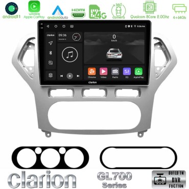 Clarion GL700 Series 8Core Android13 4+64GB Ford Mondeo 2007-2010 AUTO A/C Navigation Multimedia Tablet 10" Με Carplay &amp; Android Auto