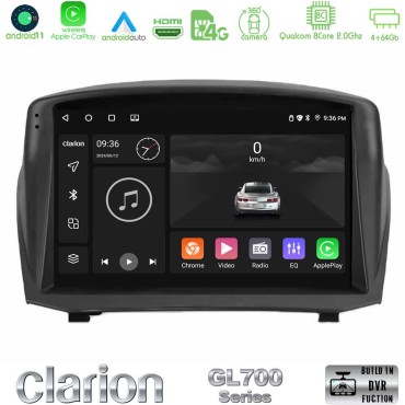 Clarion GL700 Series 8Core Android13 4+64GB Ford Fiesta 2008-2016 Navigation Multimedia Tablet 9" (Oem Style) Με Carplay &amp; Android Auto