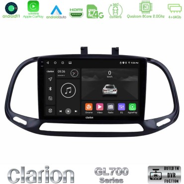 Clarion GL700 Series 8Core Android13 4+64GB Fiat Doblo 2015-2022 Navigation Multimedia Tablet 9" Με Carplay &amp; Android Auto