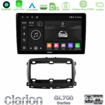 Clarion GL700 Series 8Core Android13 4+64GB  Fiat 500 2016&gt; Navigation Multimedia Tablet 9" Με Carplay &amp; Android Auto