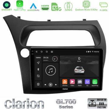 Clarion GL700 Series 8Core Android13 4+64GB Honda CiviC Hatchback 2006-2011 Navigation Multimedia Tablet 9" Με Carplay &amp; Android Auto