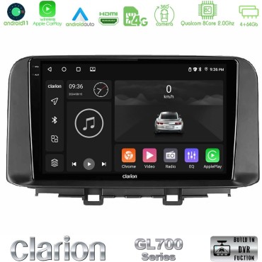 Clarion GL700 Series 8Core Android13 4+64GB Hyundai Kona 2018-2023 Navigation Multimedia Tablet 10" Με Carplay &amp; Android Auto