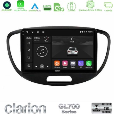 Clarion GL700 Series 8Core Android13 4+64GB Hyundai i10 2008-2014 Navigation Multimedia Tablet 9" Με Carplay &amp; Android Auto
