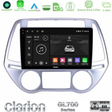 Clarion GL700 Series 8Core Android13 4+64GB Hyundai i20 2012-2014 Navigation Multimedia Tablet 9" Με Carplay &amp; Android Auto