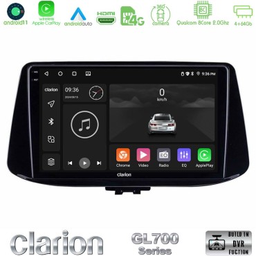 Clarion GL700 Series 8Core Android13 4+64GB Hyundai i30 Navigation Multimedia Tablet 9" Με Carplay &amp; Android Auto