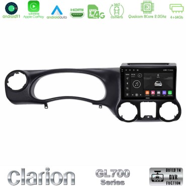 Clarion GL700 Series 8Core Android13 4+64GB Jeep Wrangler 2011-2014 Navigation Multimedia Tablet 10" Με Carplay &amp; Android Auto