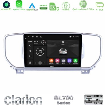 Clarion GL700 Series 8Core Android13 4+64GB Kia Sportage 2016-2018 Navigation Multimedia Tablet 9" Με Carplay &amp; Android Auto