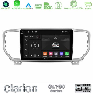 Clarion GL700 Series 8Core Android13 4+64GB Kia Sportage 2018-2021 Navigation Multimedia Tablet 9" Με Carplay &amp; Android Auto