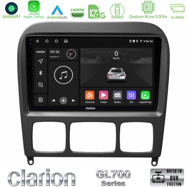 Clarion GL700 Series 8Core Android13 4+64GB Mercedes S Class 1999-2004 (W220) Navigation Multimedia Tablet 9" Με Carplay &amp; Android Auto