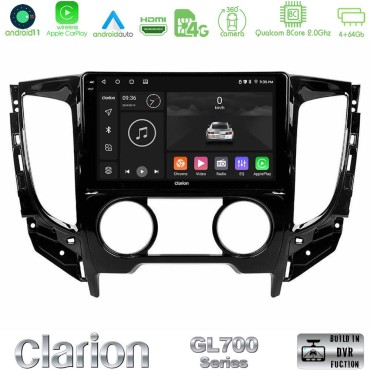 Clarion GL700 Series 8Core Android13 4+64GB Mitsubishi L200 2016-&gt; &amp; Fiat Fullback (Manual A/C) Navigation Multimedia Tablet 9" Με Carplay &amp; Android Auto