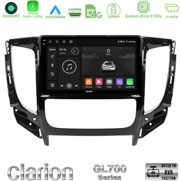 Clarion GL700 Series 8Core Android13 4+64GB Mitsubishi L200 2016-&gt; &amp; Fiat Fullback (Auto A/C) Navigation Multimedia Tablet 9" Με Carplay &amp; Android Auto
