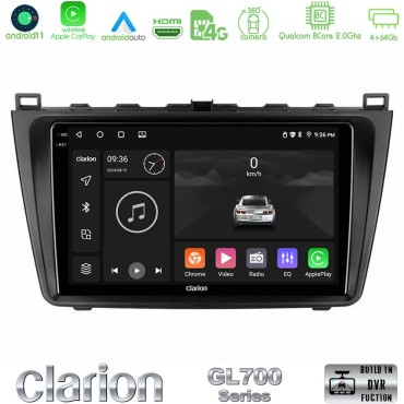 Clarion GL700 Series 8Core Android13 4+64GB Mazda 6 2008-2012 Navigation Multimedia Tablet 9" Με Carplay &amp; Android Auto
