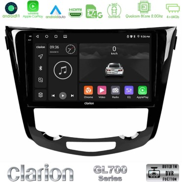 Clarion GL700 Series 8Core Android13 4+64GB Nissan Qashqai J11 (AUTO A/C) Navigation Multimedia Tablet 10" Με Carplay &amp; Android Auto
