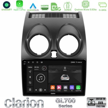 Clarion GL700 Series 8Core Android13 4+64GB Nissan Qashqai J10 Navigation Multimedia Tablet 9" Με Carplay &amp; Android Auto