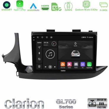 Clarion GL700 Series 8Core Android13 4+64GB Opel Mokka 2016-2020 Navigation Multimedia Tablet 9" Με Carplay &amp; Android Auto