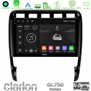 Clarion GL700 Series 8Core Android13 4+64GB Porsche Cayenne 2003-2010 Navigation Multimedia Tablet 9" Με Carplay &amp; Android Auto