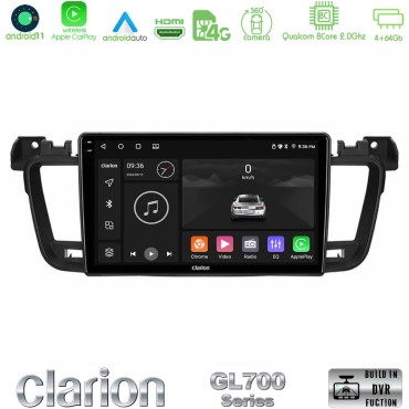 Clarion GL700 Series 8Core Android13 4+64GB Peugeot 508 2010-2018 Navigation Multimedia Tablet 9" Με Carplay & Android Auto Clarion GL700 Series 8Core Android13 4+64GB Peugeot 508 2010-2018 Navigation Multimedia Tablet 9" Με Carplay & Android Auto