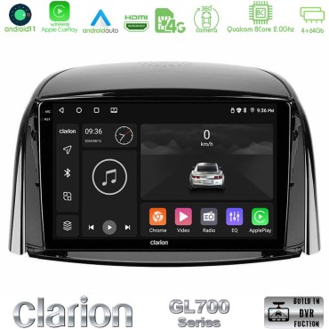 Clarion GL700 Series 8Core Android13 4+64GB Renault Koleos 2007-2015 Navigation Multimedia Tablet 9" Με Carplay &amp; Android Auto