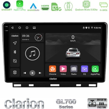 Clarion GL700 Series 8Core Android13 4+64GB Renault Clio 5 2020-2024 Navigation Multimedia Tablet 9" Με Carplay &amp; Android Auto
