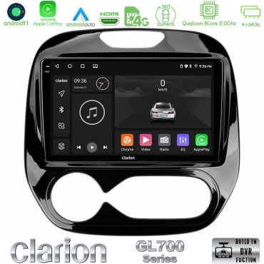 Clarion GL700 Series 8Core Android13 4+64GB Renault Captur 2013-2019 (Auto AC) Navigation Multimedia Tablet 9" Με Carplay &amp; Android Auto