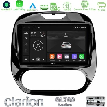 Clarion GL700 Series 8Core Android13 4+64GB Renault Captur 2013-2019 (Manual AC) Navigation Multimedia Tablet 9" Με Carplay &amp; Android Auto