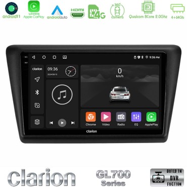 Clarion GL700 Series 8Core Android13 4+64GB Skoda Rapid 2013-2017 Navigation Multimedia Tablet 9" Με Carplay &amp; Android Auto