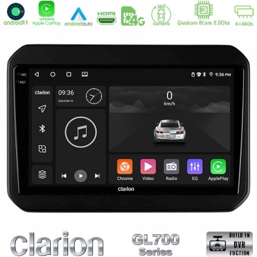 Clarion GL700 Series 8Core Android13 4+64GB Suzuki Ignis Navigation Multimedia Tablet 9" Με Carplay &amp; Android Auto