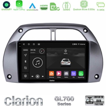 Clarion GL700 Series 8Core Android13 4+64GB Toyota RAV4 2001 - 2006 Navigation Multimedia Tablet 9" Με Carplay &amp; Android Auto